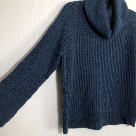 J. Crew Point Sur Sweater Womens Small Blue Mohair Wool Ribbed Chunky Turtleneck - Picture 8 of 16